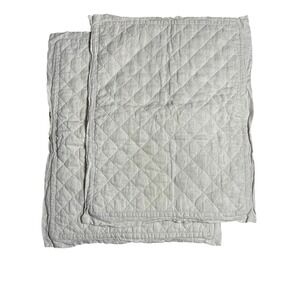 Pottery Barn Set of 2 Quilted Linen Pillow Shams Oatmeal Beige Standard 26x20